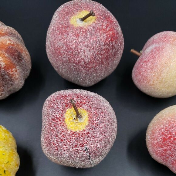 Vintage Faux Fruit Lot Beaded Sugared Harvest Decorative Gourd Apple Pear Orange - Picture 5 of 12